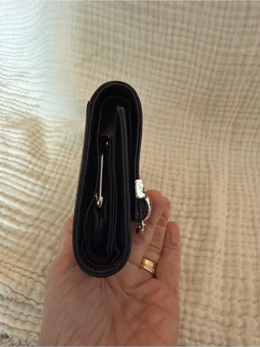 Brighton Black Croc-Embossed Leather Wallet/ Silver trim & kiss lock coin pouch. - Picture 11 of 11